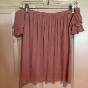 LA hearts pink off the shoulder top